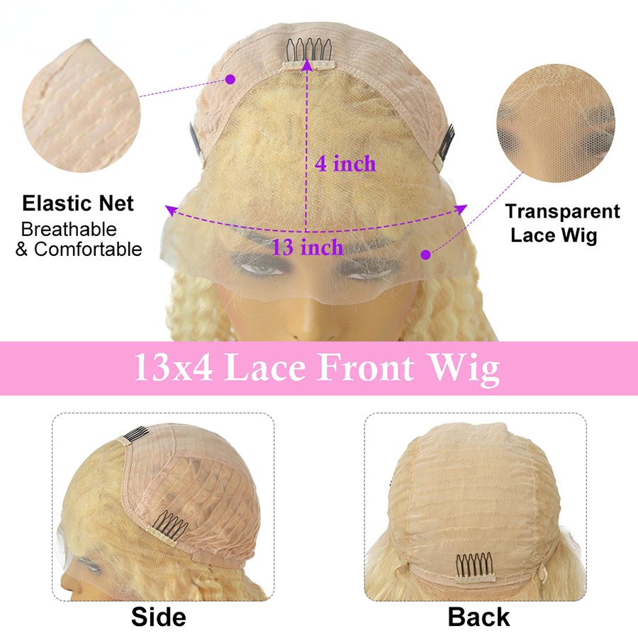 13x4 Honey Blonde Ombre Human Hair Body Wave Brazilian Short Front Wigs for Women Preplucked HD Transparent Lace Wig