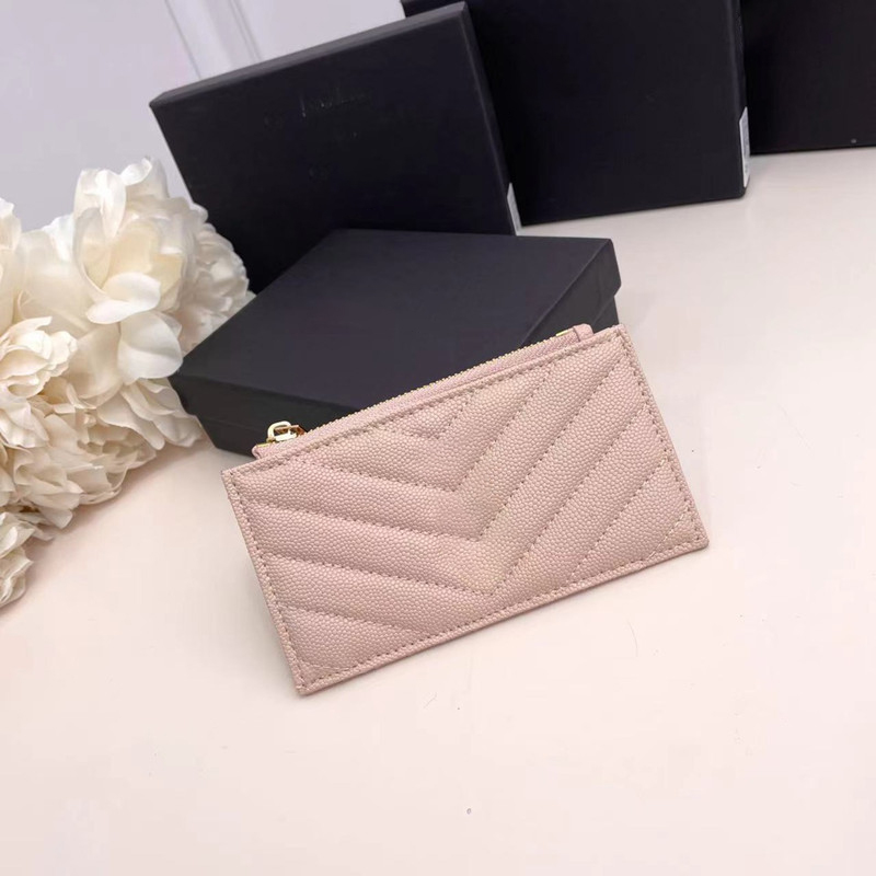 Long Style Fashion Woman Caviar Card Holder Zipper Coin purses Designer Wallets
