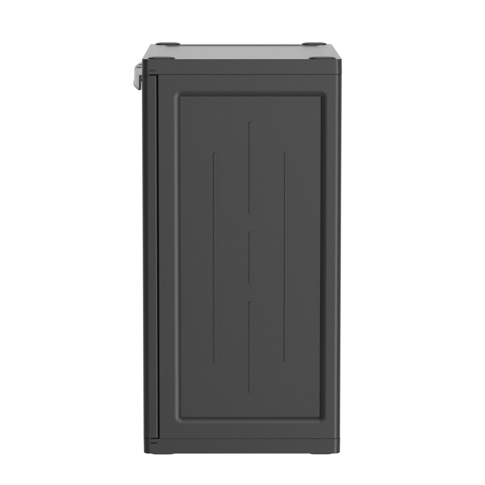 Plastic Garage Cabinet 2 Shelf, Black Finish, Living Room Storage Cabinet Perfect for Office, Living Room, Den and More