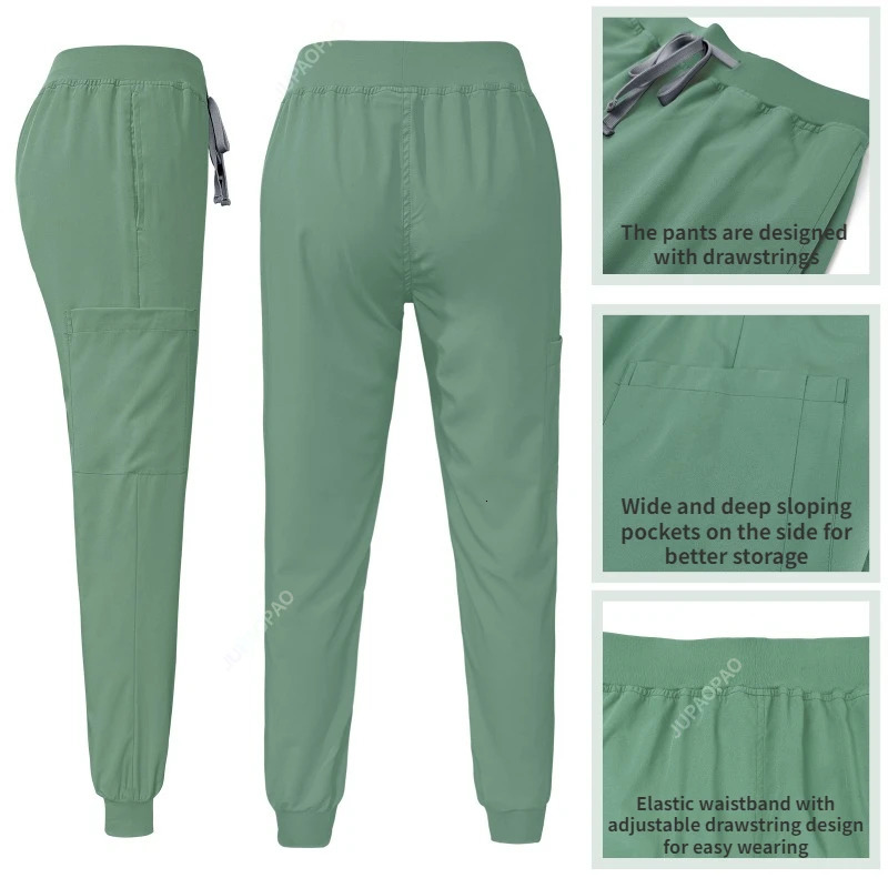 Scrubs Set Uniforms Stretch Scrub Tops With Pocket Pants Nurse Uniform Doctor Surgery Overalls Beauty Salon Workwear 240513