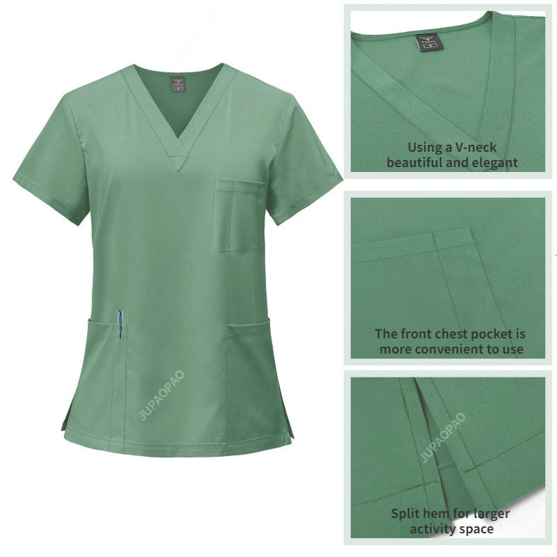Scrubs Set Uniforms Stretch Scrub Tops With Pocket Pants Nurse Uniform Doctor Surgery Overalls Beauty Salon Workwear 240513