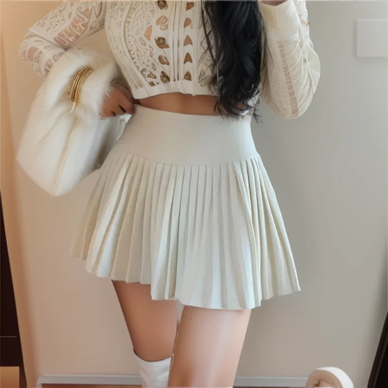 Summer High Waist Womens Sexy Mini Skirts Side Zipper Vintage Pleated Skirt Korean Student White Tennis Skirts Short Black 240527