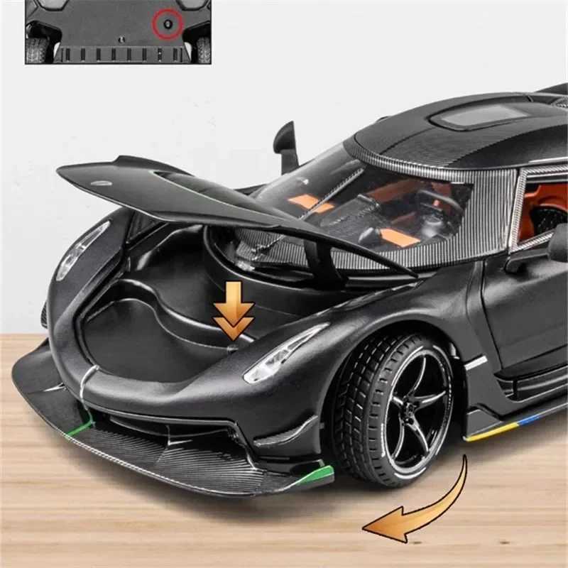 Diecast Model Cars 1 24 Attack Alloy Sports Car Model Diecast Metal Racing Car Model Simulation Sound Light Childrens Toy for Koenigsegg Jesko Gift