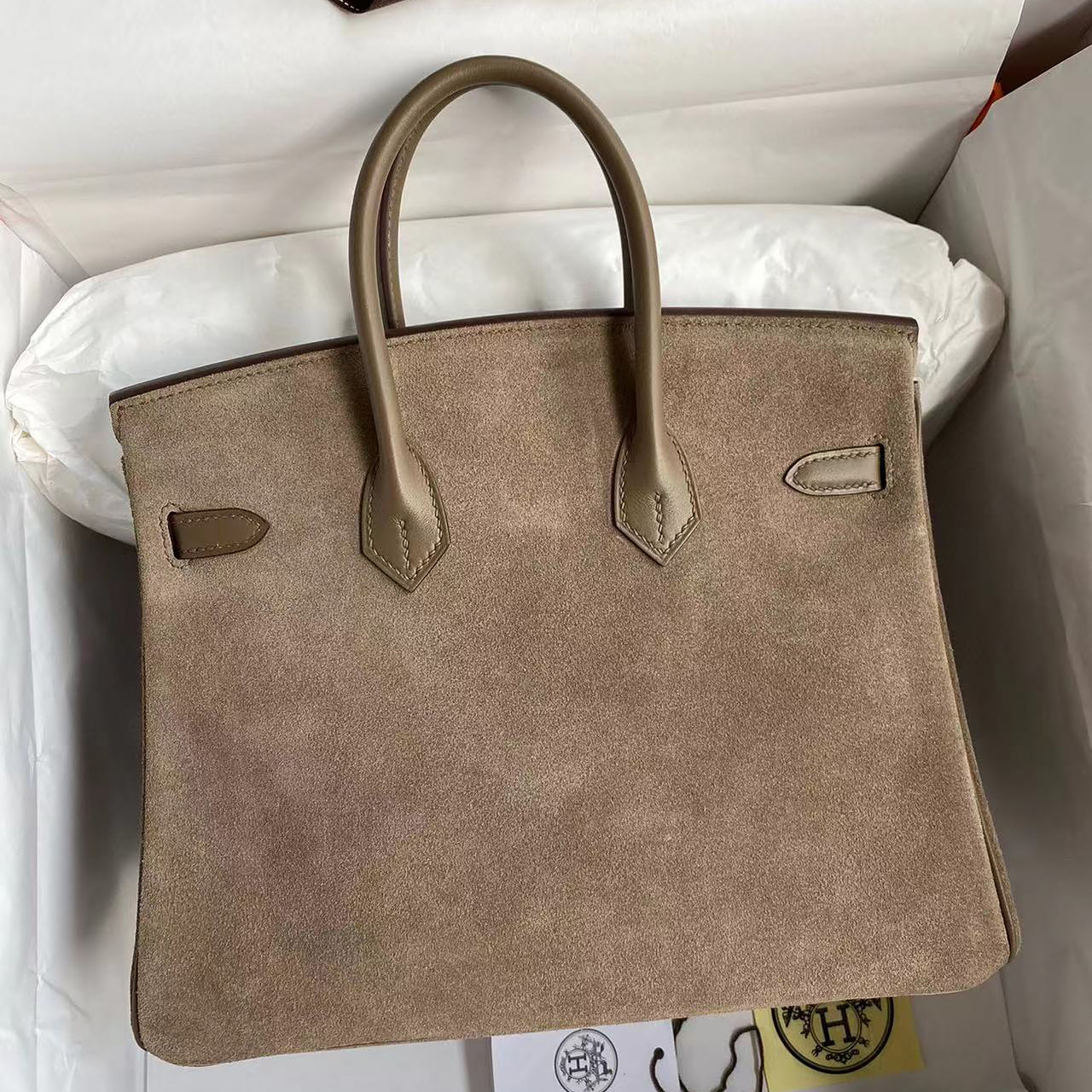 12A Upgrade Mirror Quality Designer Womens Tote Bag 25cm Tote Top Handle Bag Suede Swift Leather Handbags All Handmade Silver Hardware Purse Shopping Bag AWVF