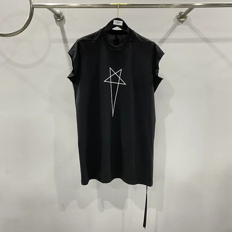 High Street Mens Tshirt Oversized Tees Pentagram Print Vest Cotton Oneck Tank Tops Womens Clothing 240520