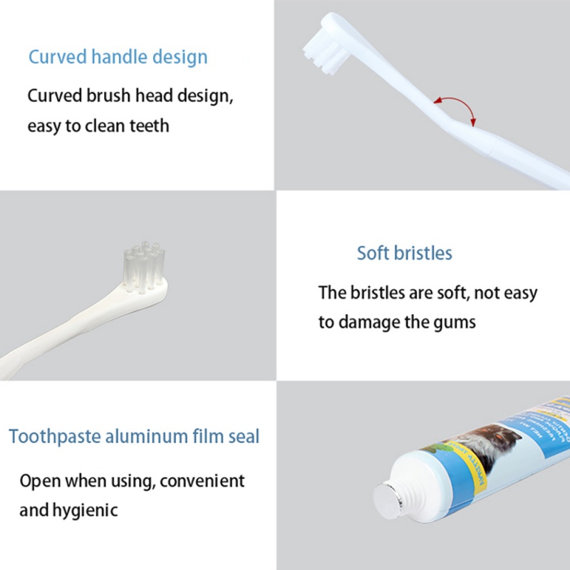 Pet Toothpaste Set Care Fresh Breath Tool for Dogs Cats Vanilla Beef Flavor Toothpaste Finger Tooth Brush Dog Plaque Removal Kit