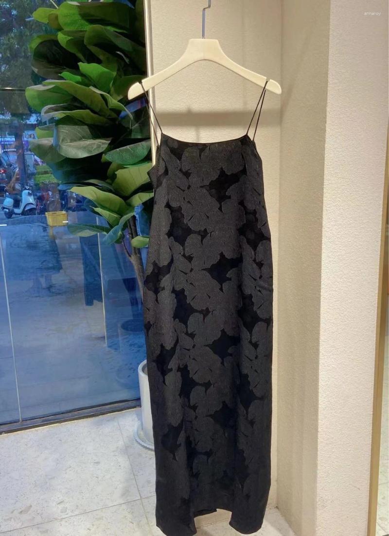 Casual Dresses 5.13 KlasonBell Silk Jacquard Spaghetti Strap Dress Fit Women Simple Comfortable Breathable Versatile Back Split