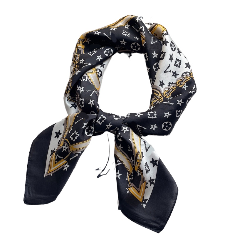 Simple Presbyopia 70-70cm Designer Letters Print Floral Silk Scarf Headband for Women Long Handle Bag Scarves Paris Shoulder Tote Lage Ribbon Head Wraps