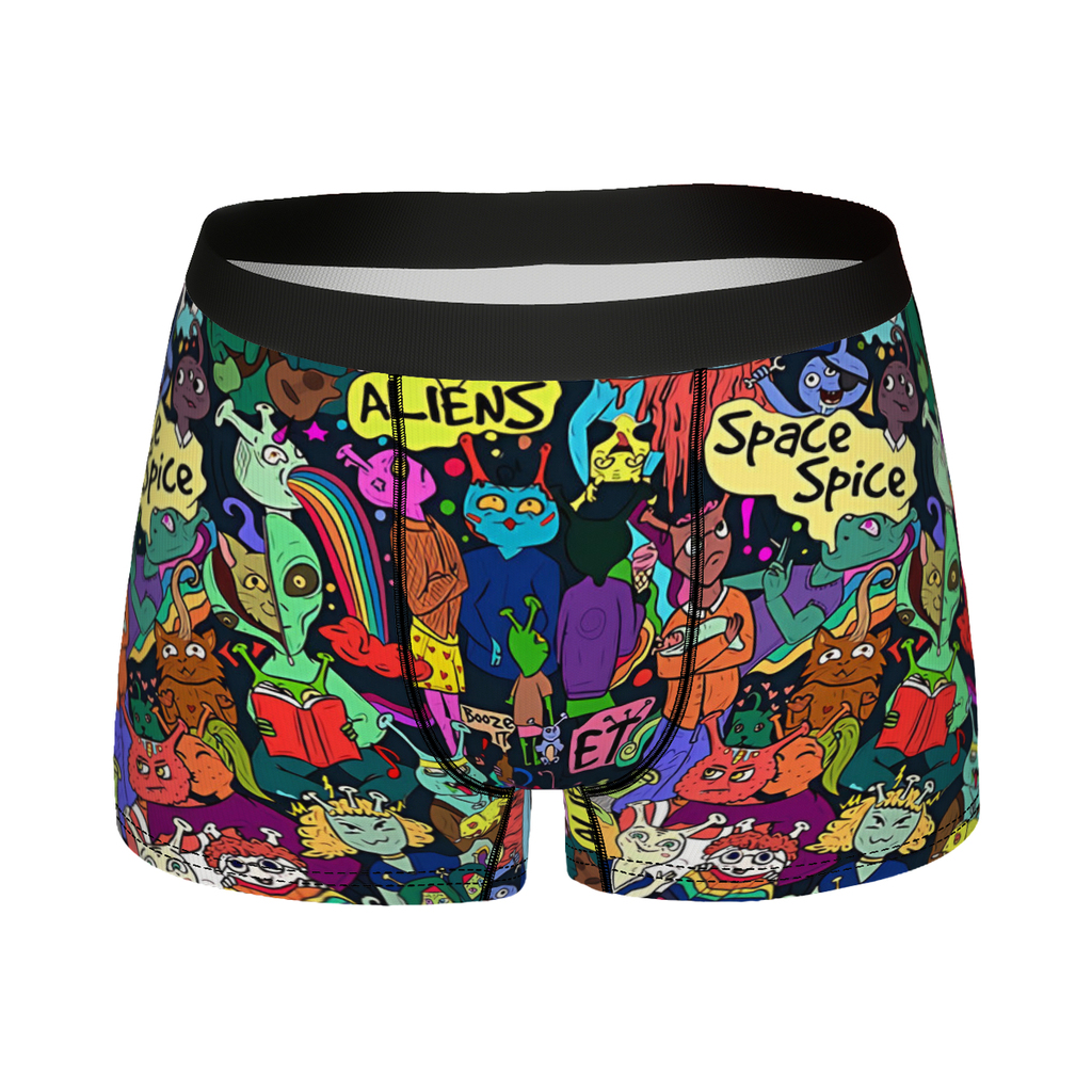 Space Alien Graffiti Pattern Alien UFO Pattern Underpants Homme Panties Man Underwear Print Shorts Boxer Briefs