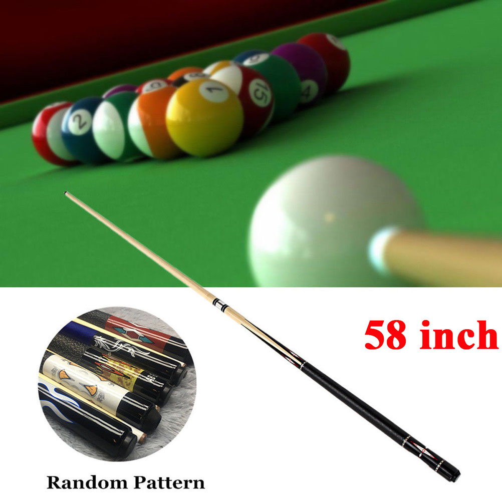 2pcs Wood Pool Cue Billiard House Bar Printing Pool Cue Sticks Billiard Accessory for Practice (Random Color)