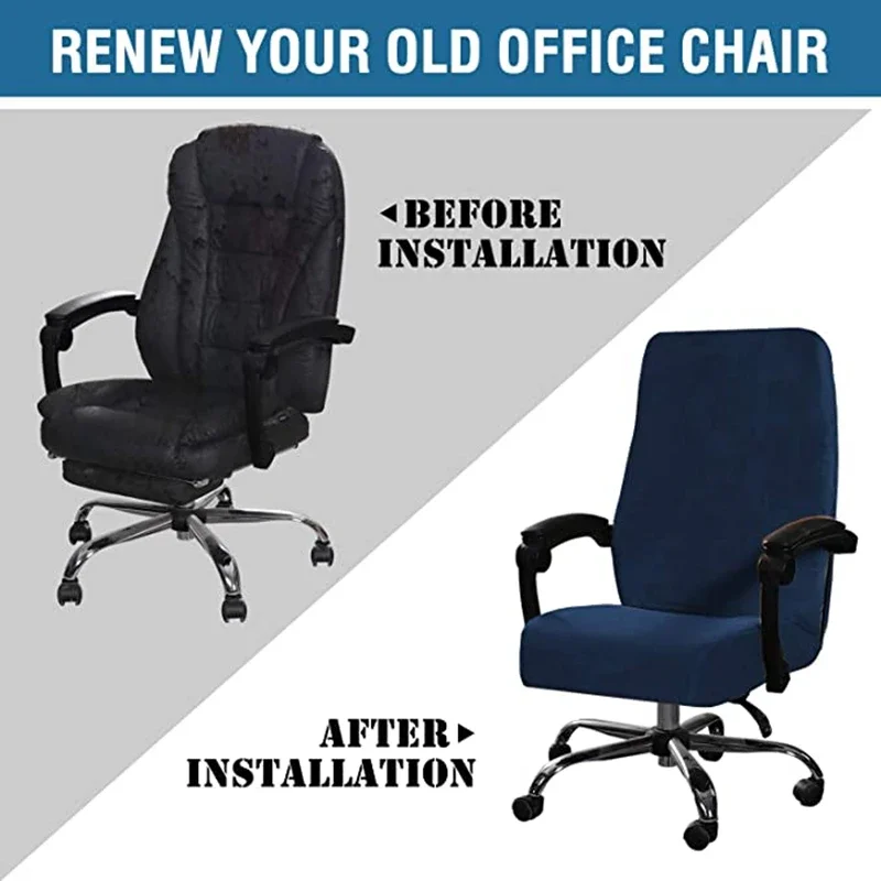 Office Computer Chair Covers Armchair Protector Black Blue High Quality Housse De Chaise Includ Armrest Velet Gamer Chair Covers