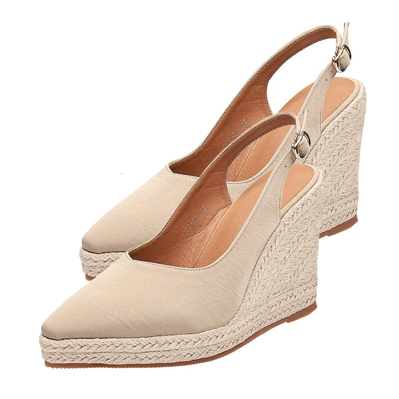 LIHUAMAO espadrilles heel wedges sandals women slingback shoes pumps csaual shoes bohemia beach style 240528