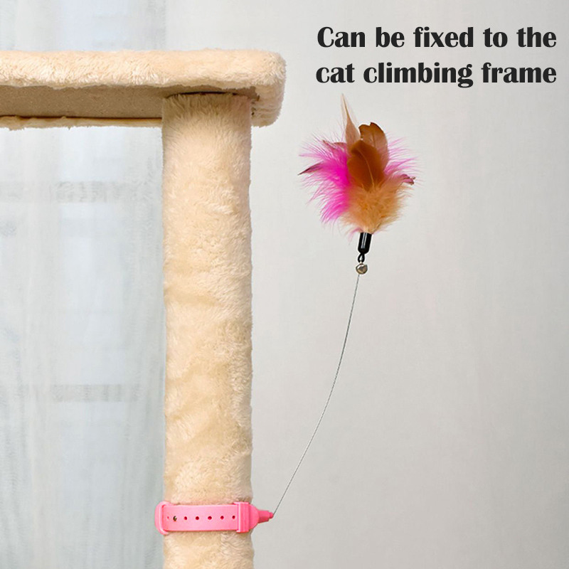 Cat Collar Toys Interactive Cat Toys Cat Teaser Stick Collar Self-help Feather Teaser Stick with Bell for Kittens Juguetes Gatos