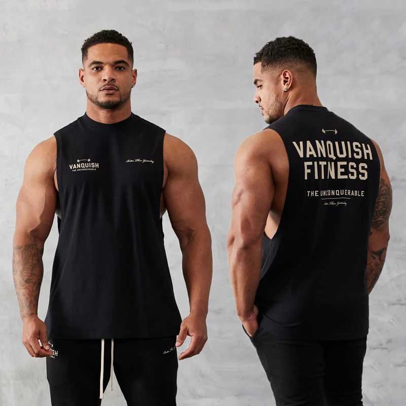 Men's Tank Tops Mens retro sleeveless T-shirt new summer gym sports fitness cotton round neck vest casual fashion mens clothing Y240522