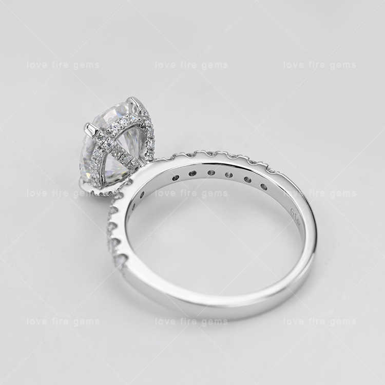 10k white gold moissanite rings jewelry women oval cut 2 carats D color VVS moissanite diamond wedding rings