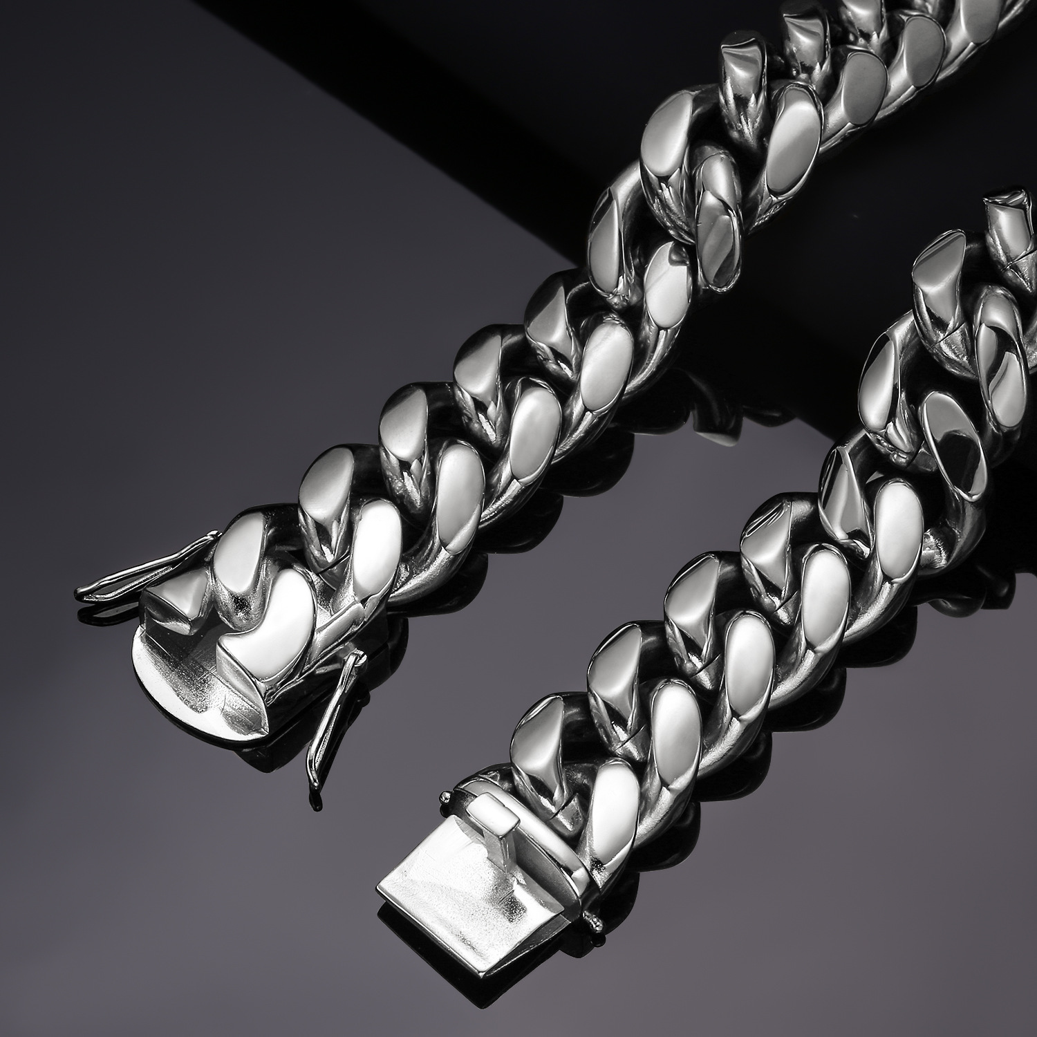 6-22mm Hip Hop Stainless Steel Miami Cuban Link Chain Necklace Silver Color Jewelry