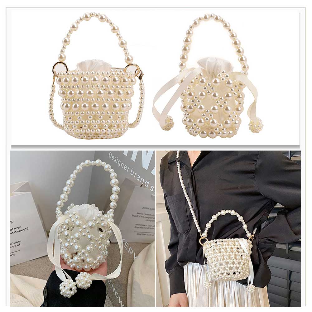 Pearl Handle Evening Dinner Bags Fashion Mini Wedding Clutch Casual Hand Beading Cute Holiday Gift Party Dinner