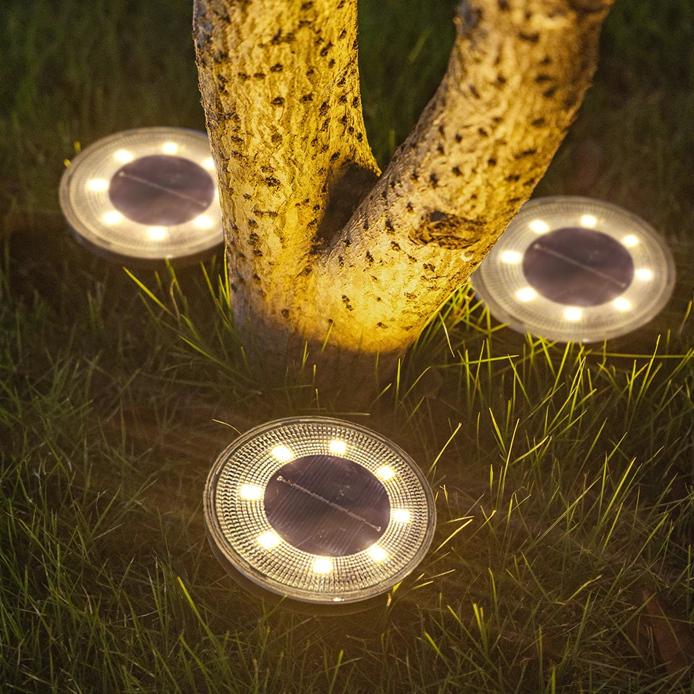 IP68 Waterproof LED Outdoor Solar Power Ground Light Lighting Control Path Deck Lights Yard Driveway Lawn Garden Decoration Lamp 240518