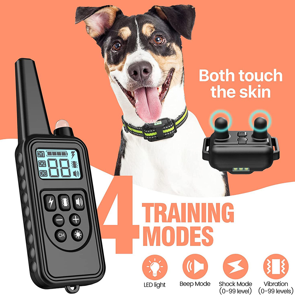 Dog Training Collar Waterproof Dog Bark Collar，Remote Control Rechargeable Anti Barking Device All Size Dogs Electric