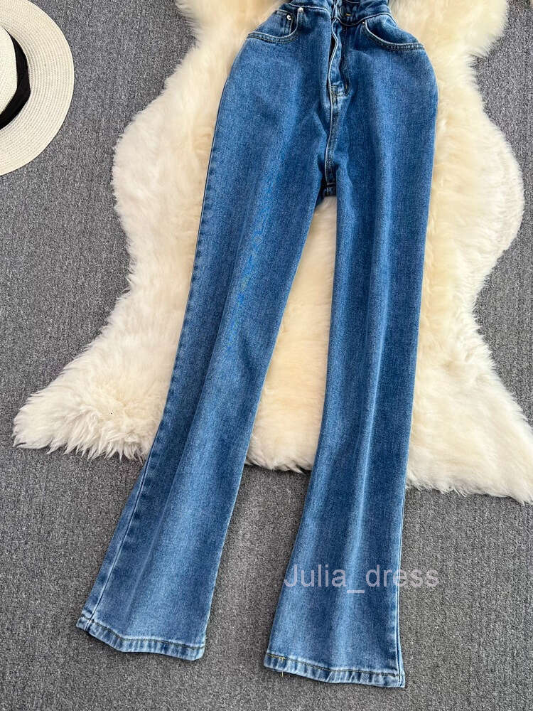 Purely Desired Strapless Open Back Bra Denim Jumpsuit Womens Design Sense Casual High Waist Slim Straight Tube Pants Jumpsuit