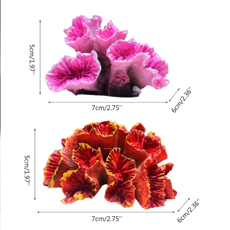 Artificial Coral Plant Polyresin Coral Ornaments Aquarium Decor for Fish for Tank Landscape Decoration 2.7"x2.4"x1.