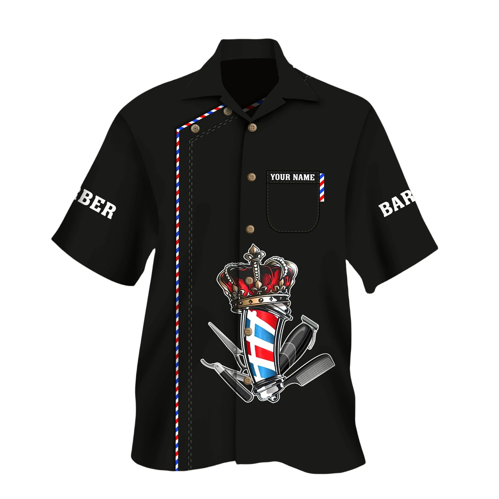 Hawaiian Personalized Fashion shirt For Mens Name summer Casual Barber 3D Printed Short sleeve beach Harajuku Tee DXCS03 floral 240529