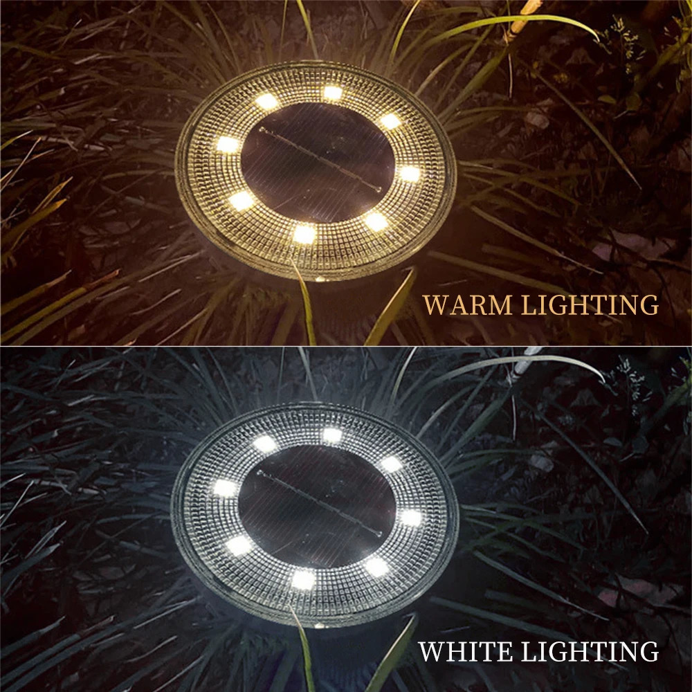 IP68 Waterproof LED Outdoor Solar Power Ground Light Lighting Control Path Deck Lights Yard Driveway Lawn Garden Decoration Lamp 240518