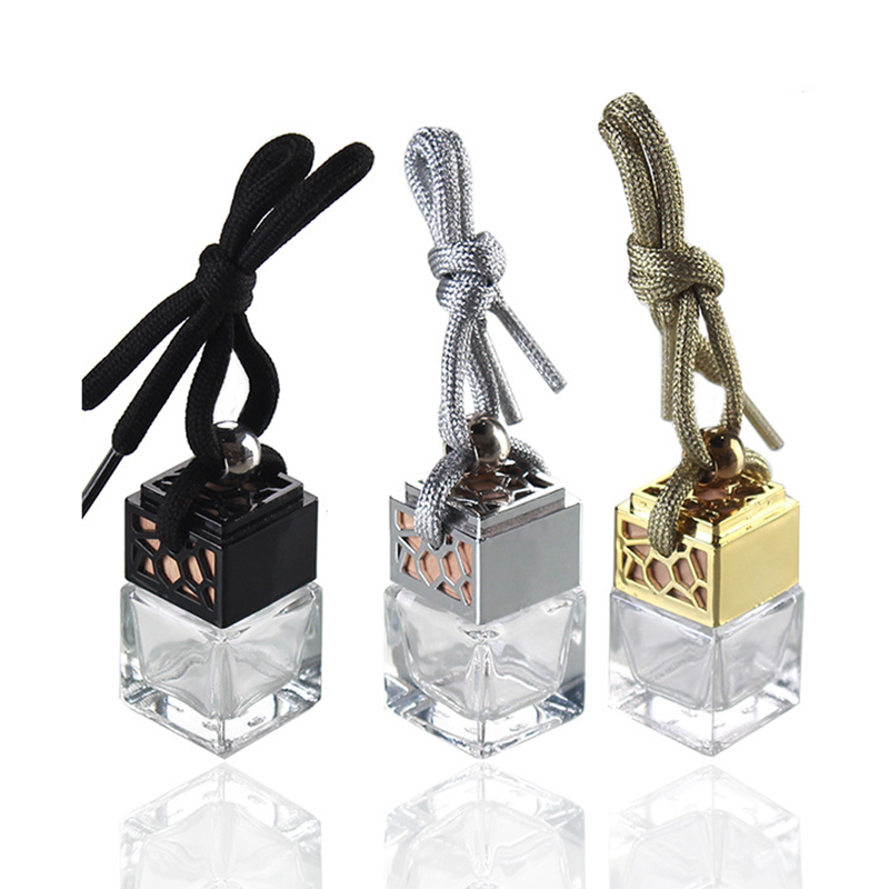 Car Perfume Hanging Square Glass 8ML Empty Diffuser Bottle - Pendant Style for Auto Fragrance Lightweight Design S25716
