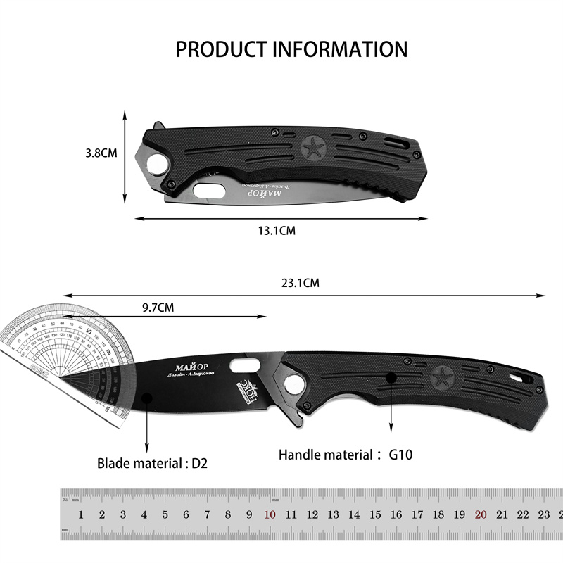 Russian HOKC High Quality G10 Camping Outdoor Tactics Pocket Multifunctional Portable Assisted Flipper Folding Fruit Knife EDC Cutting Tool