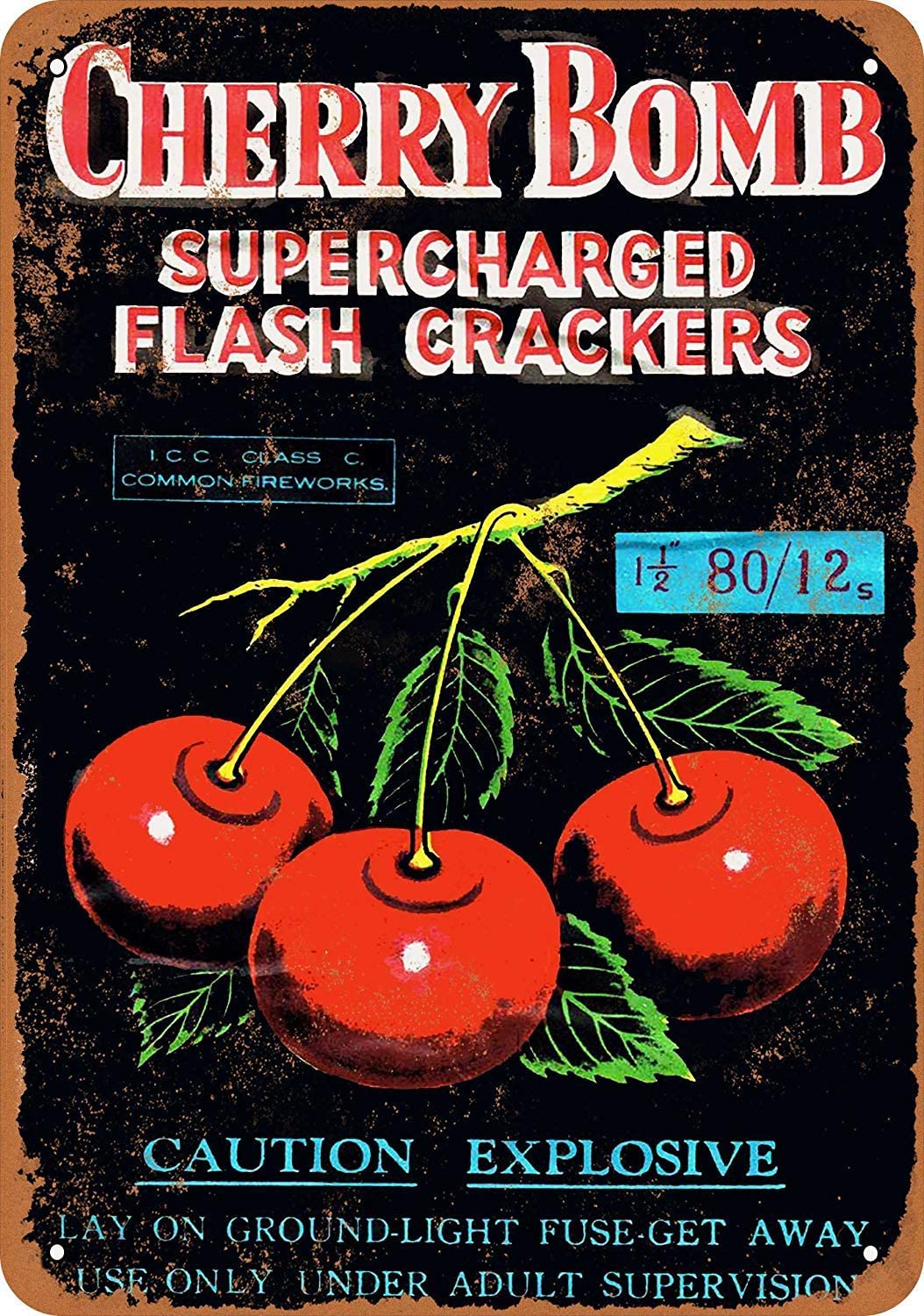 Devil Dog Flashlight Firecracker Sign Vintage Metal Tin Sign 20x30 cm