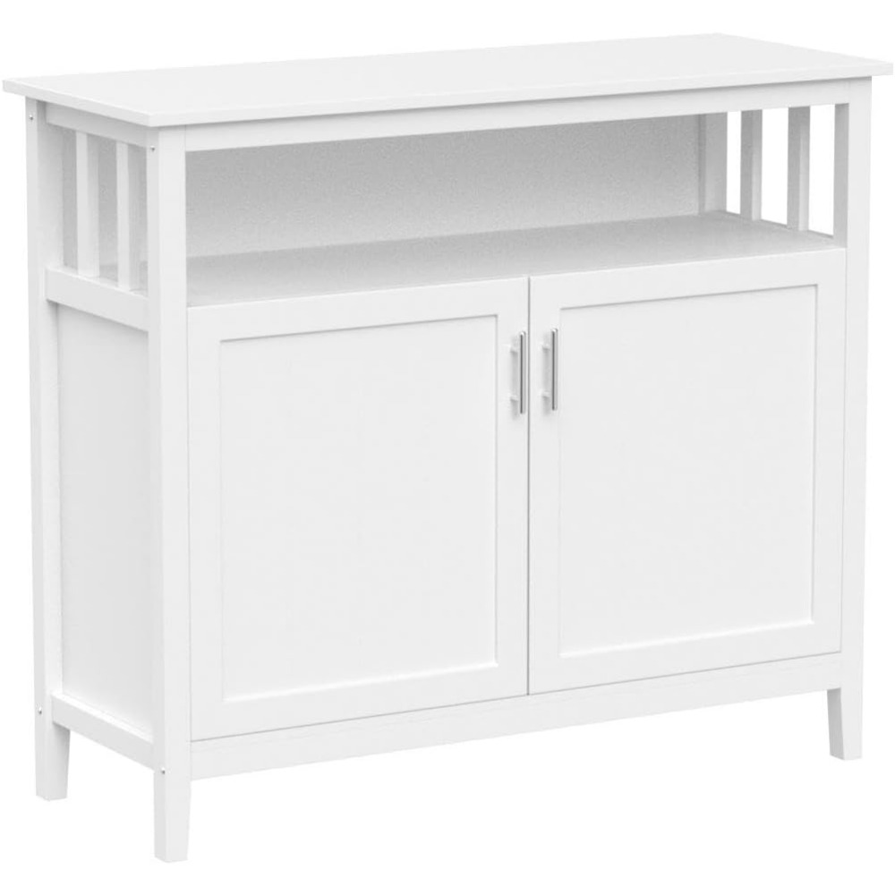 Buffet Cabinet White Kitchen Sideboard Buffet Storage Server Cupboard Cabinet Console Table With 2 Doors and Adjustable Shelf