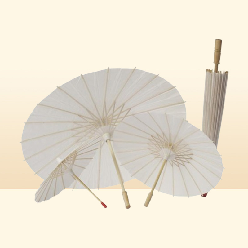 60pcs Bridal Wedding Parasols White Paper Umbrellas Beauty Items Chinese Mini Craft Umbrella Diameter 60cm SN1771484247