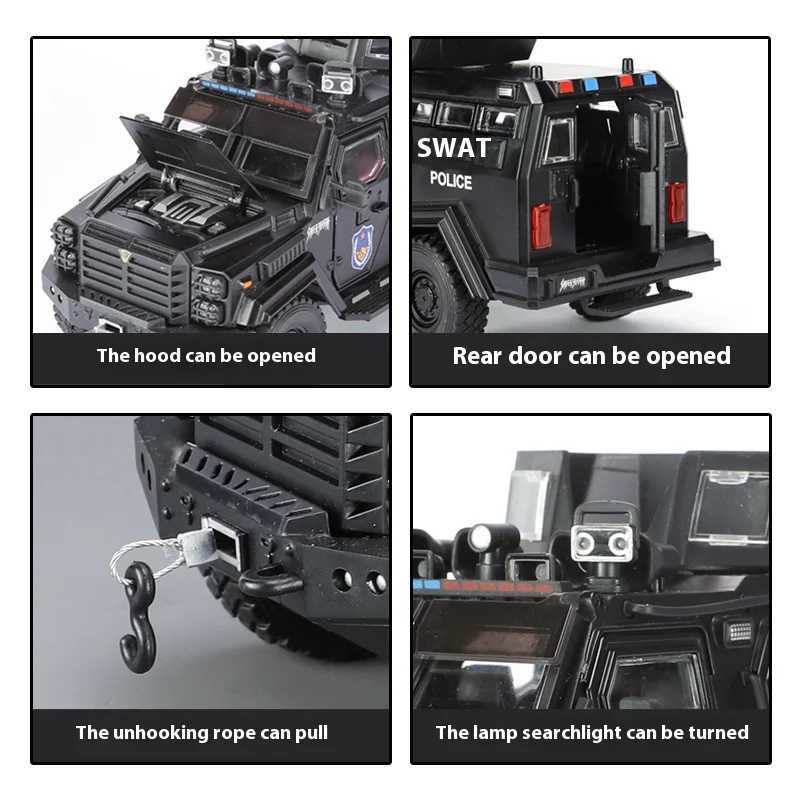 Diecast Model Cars 1 24 Ford F550 Sabertooth Off Road Armorvehicle Modified Car Alloy Diecast Model Car Sound Light Children Toy Gift Box Present