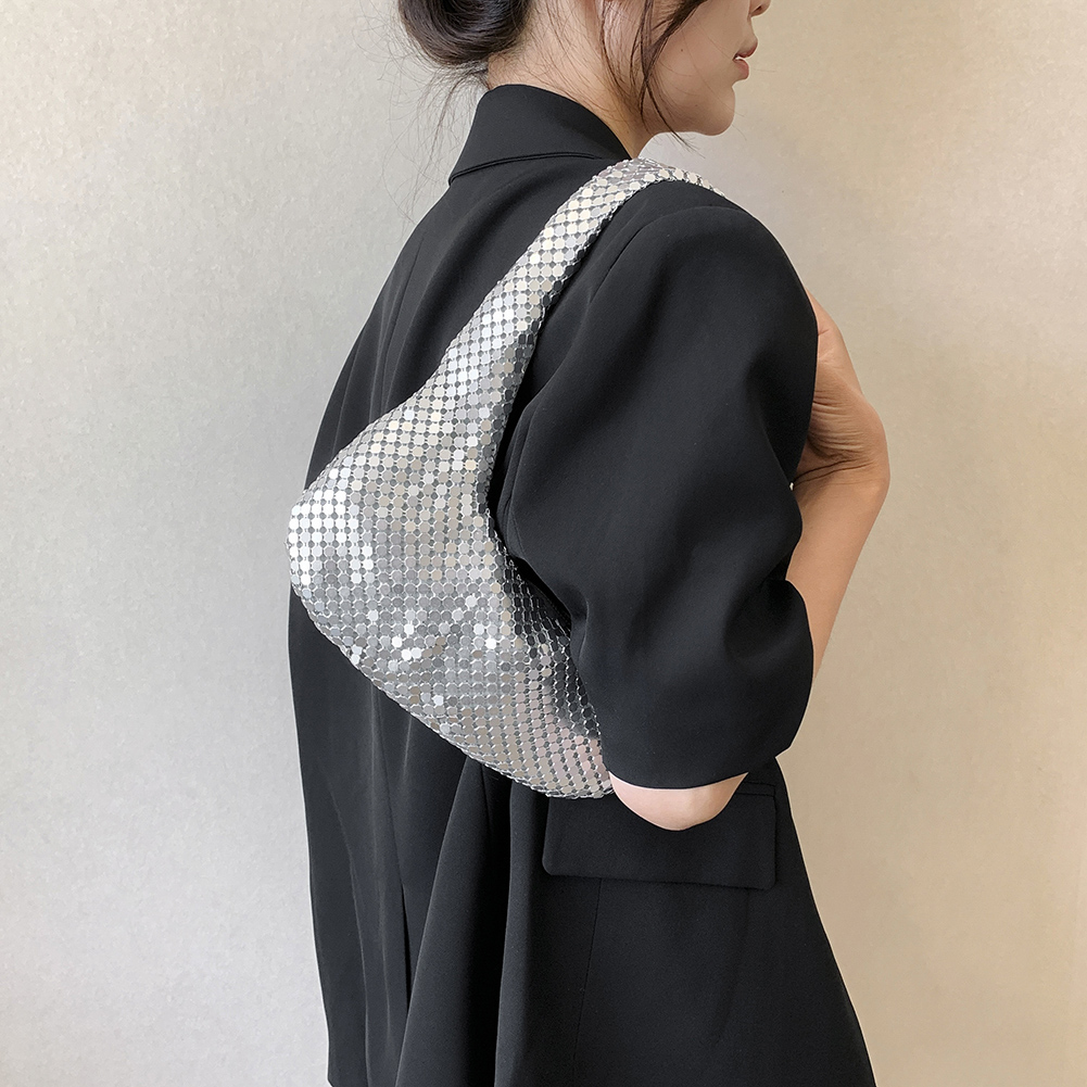 Handle Shining Evening Clutch Bag Luxury Designer Purses and Handbag Silver Shoulder Hobo Bags For Women Wedding Party Totes