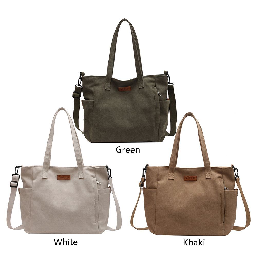 Portable Canvas Messenger Bags Large Capacity Female Crossbody Bags Vintage Casual Adjustable Strap Simple for Outdoor Sport