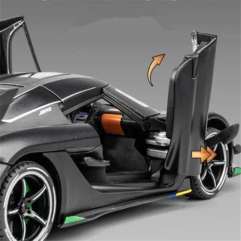 Diecast Model Cars 1 24 Attack Alloy Sports Car Model Diecast Metal Racing Car Model Simulation Sound Light Childrens Toy for Koenigsegg Jesko Gift