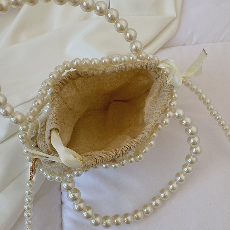 Fashion Lady Basket Handbag Summer Women's Shoulder Crossbody Bag Travel Beach Bag Luxury Design Pearl Shopper Small Tote Bag