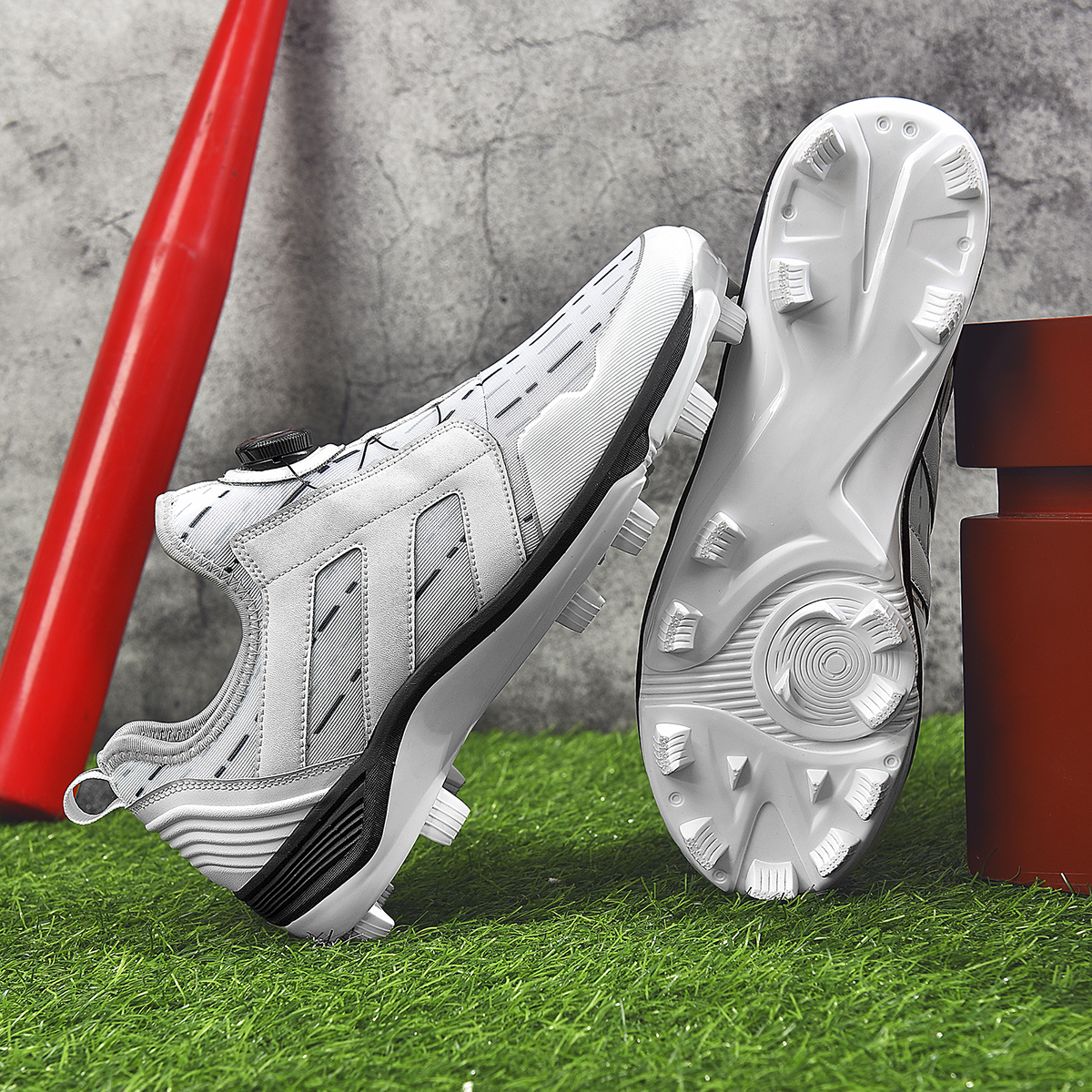 Men's Baseball Shoes Training Long Spikes Softball Shoes Non-slip Cleats And Turf Softball Sneakers Beginners Baseball Sneakers