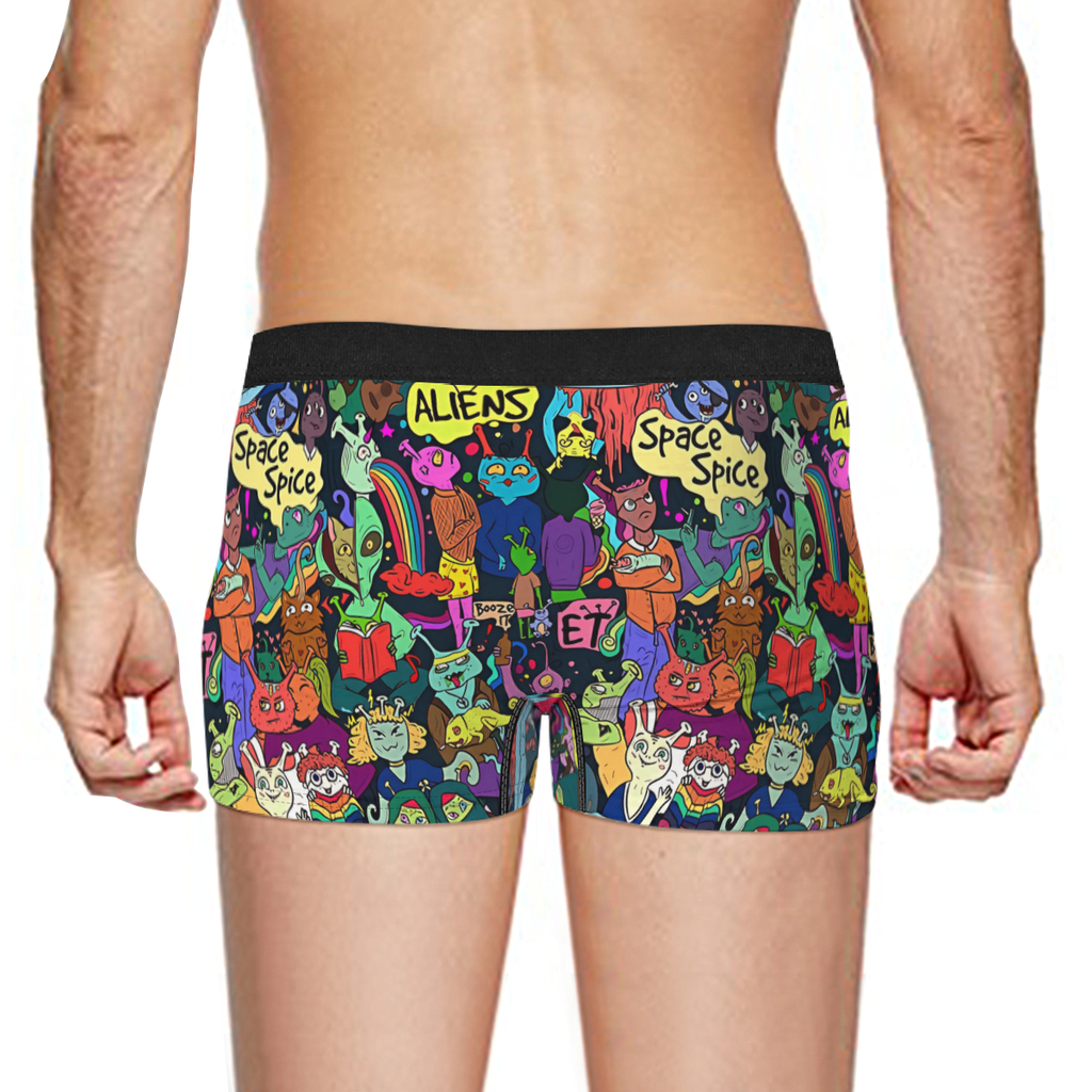Space Alien Graffiti Pattern Alien UFO Pattern Underpants Homme Panties Man Underwear Print Shorts Boxer Briefs