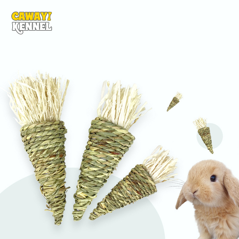 Hand-woven Pet Chew Toy Water Grass Carrot Rabbit Toy Molars Relieve Boredom Guinea Pig Chinchilla Chewing Grass Toys D9130