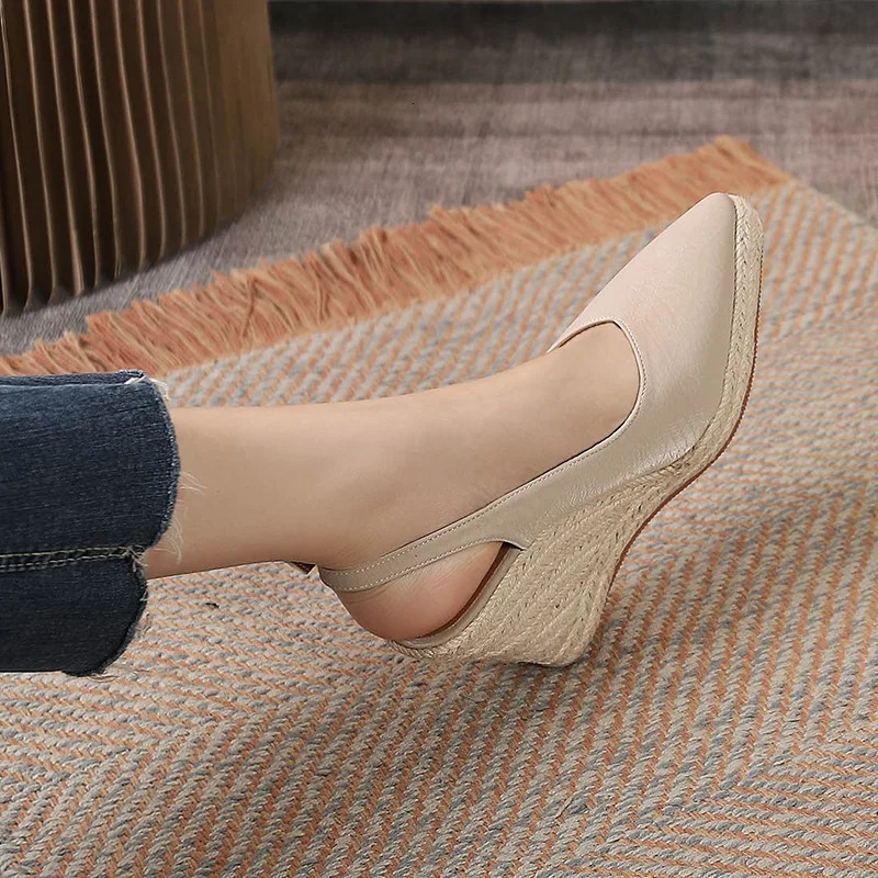 LIHUAMAO espadrilles heel wedges sandals women slingback shoes pumps csaual shoes bohemia beach style 240528