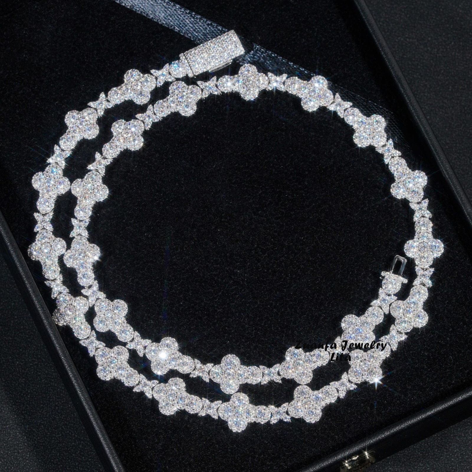 moissanite chain necklace Tennis Necklace Moissanite Diamond Sterling Sier 10mm Cross Star Men and women Cuban Link Chain