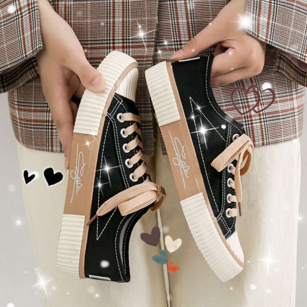 ddmynov Fubu 2024 Spring New Cookie Canvas Low Top Korean Fashion Super Hot Instagram Women's Student Shoes