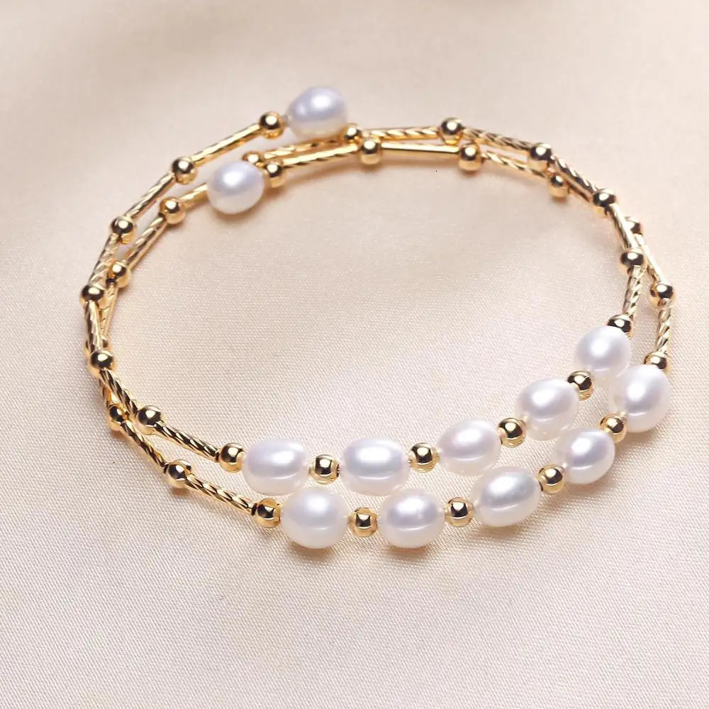MADALENA SARARA 6-7mm Genuine Freshwater Pearl Bracelet Rice Shape Pearl Bracelet 240529