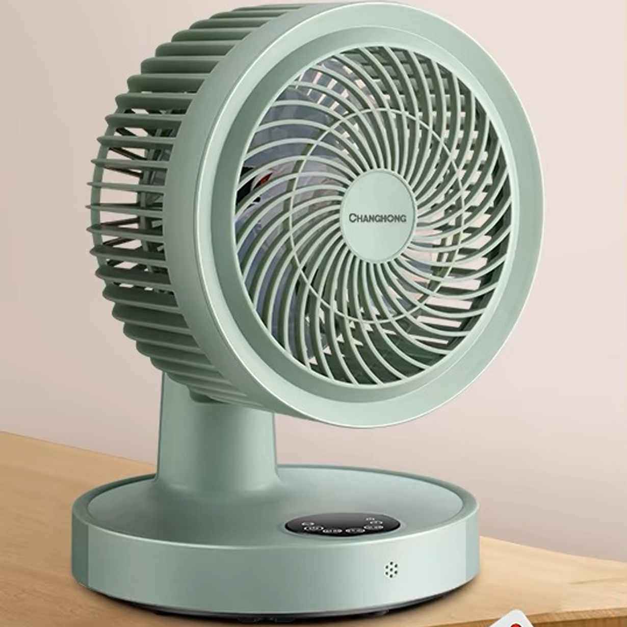 Air circulation fan, household electric fan, large wind power desktop light sound fan, small shaking head fan green