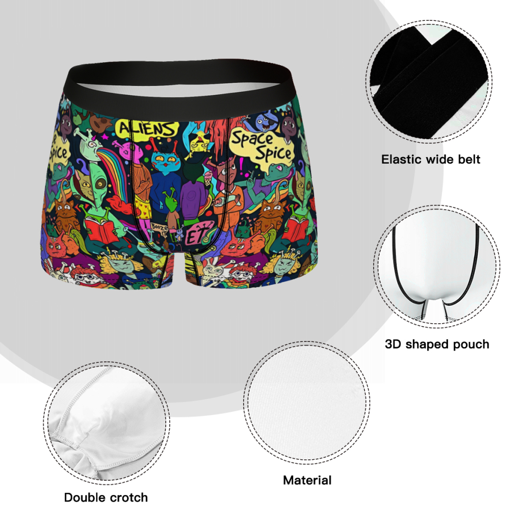 Space Alien Graffiti Pattern Alien UFO Pattern Underpants Homme Panties Man Underwear Print Shorts Boxer Briefs
