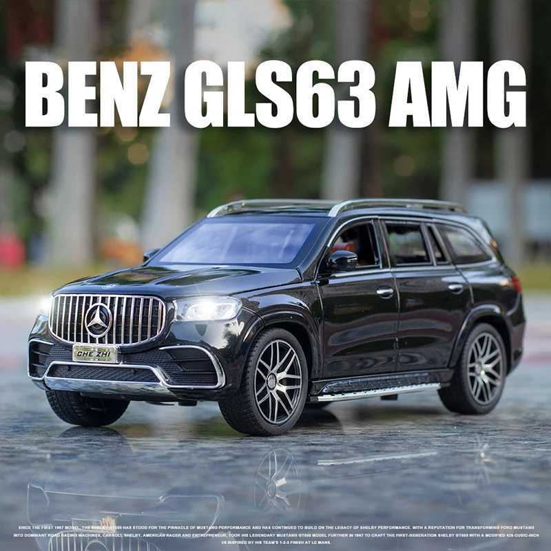 Diecast Model Cars 1 24 Mercedes Benz GLS63 AMG Alloy Model Car SUV Vehicle Diecast Metal Car Simulation Sound Light Toys For Children Kids Gifts