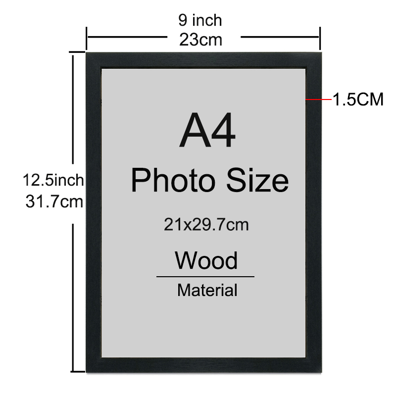 2pcs A4 black photo Wood picture Certificate document frame 21x30cm Poster Frame Dual Purpose Put and Hang H260306