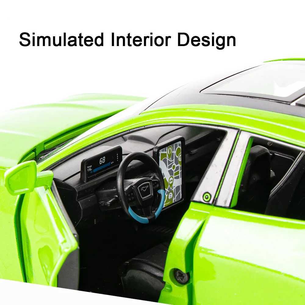 Diecast Model Cars 1/24 Ford Mustang Electric Horse Mach-E Sports Car Model Alloy Diecast New Energy Sound Light Model Vehicle Toys for Child Gifts