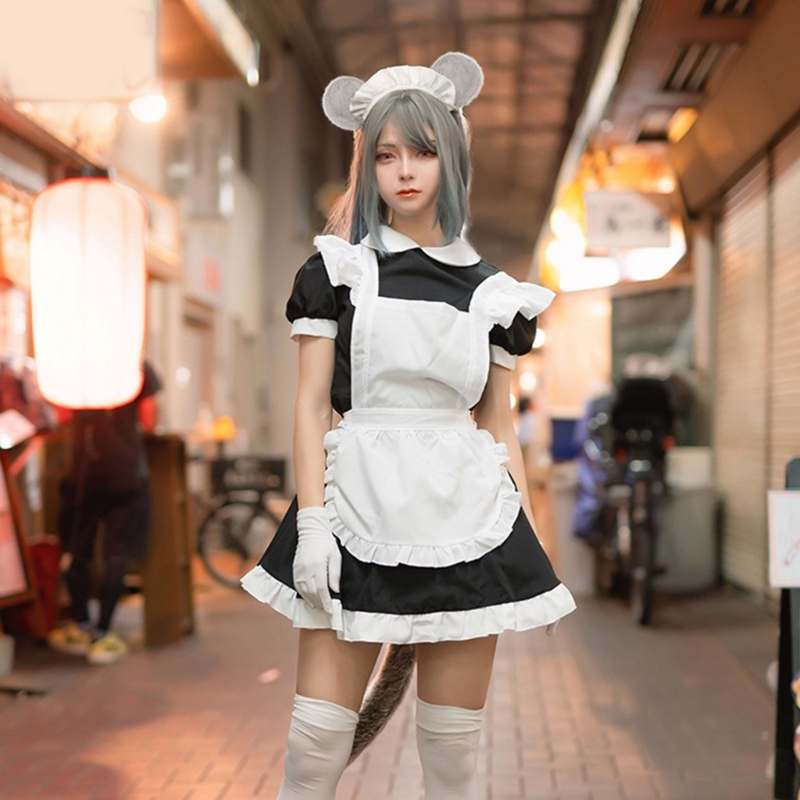 2Pieces Mouse Cat Wolf Tail Ears Headband Set Halloween Christmas Fancy-Party Costume Toy Gift for Woman Men Cosplay